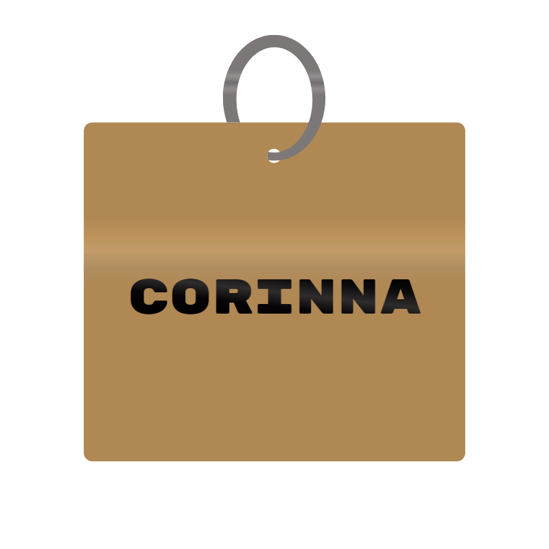 Keychain Engraved with Corinna MDF 4cm x 4cm x 3mm