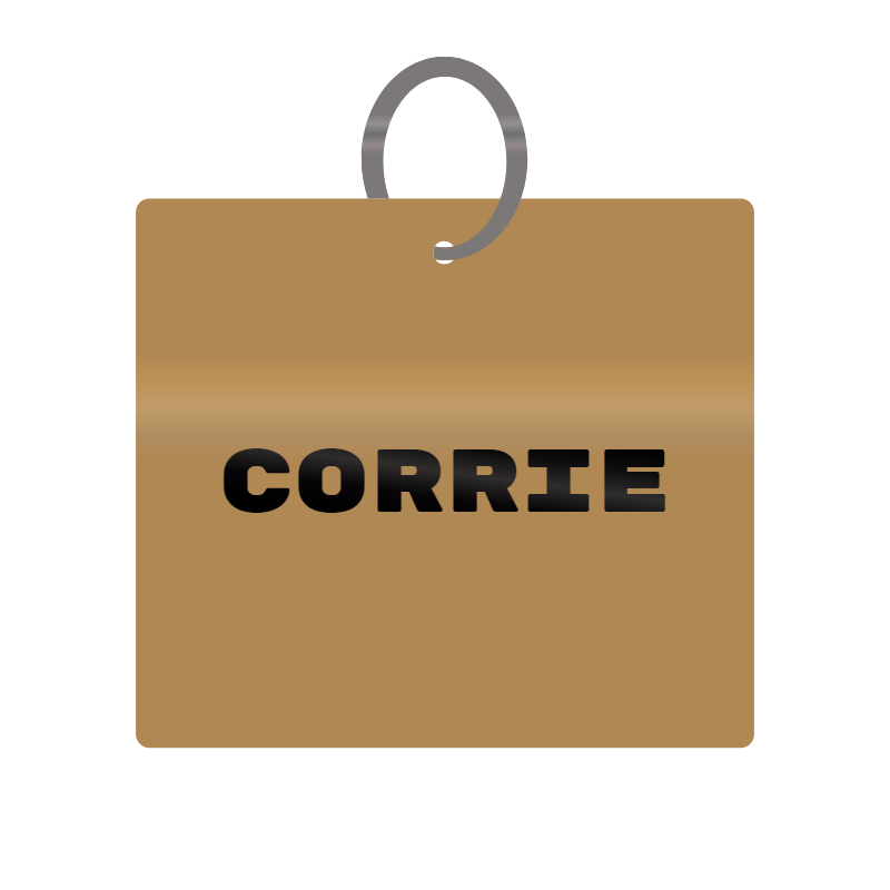 Keychain Engraved with Corrie MDF 4cm x 4cm x 3mm