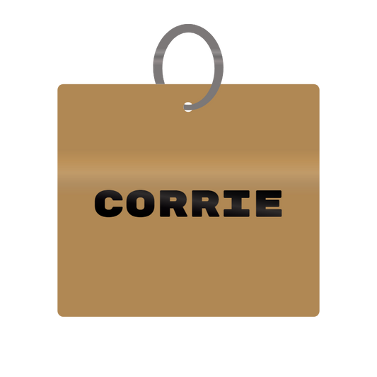 Keychain Engraved with Corrie MDF 4cm x 4cm x 3mm