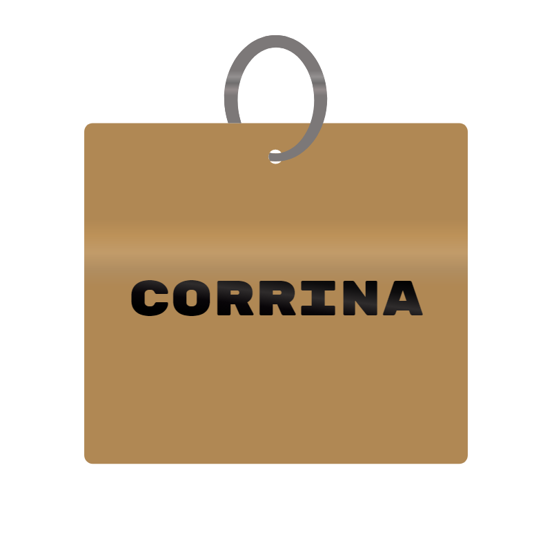 Keychain Engraved with Corrina MDF 4cm x 4cm x 3mm