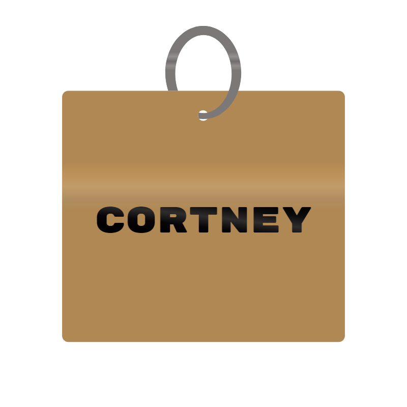 Keychain Engraved with Cortney MDF 4cm x 4cm x 3mm