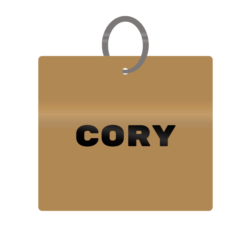 Keychain Engraved with Cory MDF 4cm x 4cm x 3mm