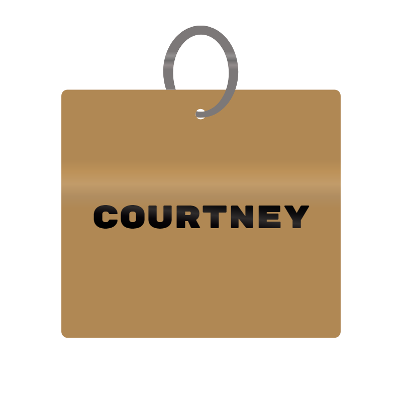 Keychain Engraved with Courtney MDF 4cm x 4cm x 3mm