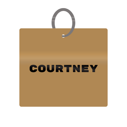 Keychain Engraved with Courtney MDF 4cm x 4cm x 3mm