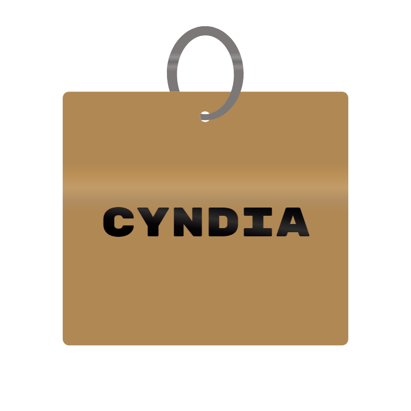 Keychain Engraved with Cyndia MDF 4cm x 4cm x 3mm