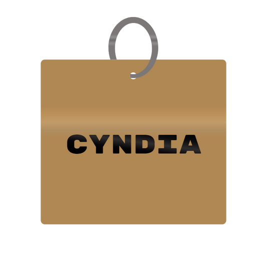 Keychain Engraved with Cyndia MDF 4cm x 4cm x 3mm