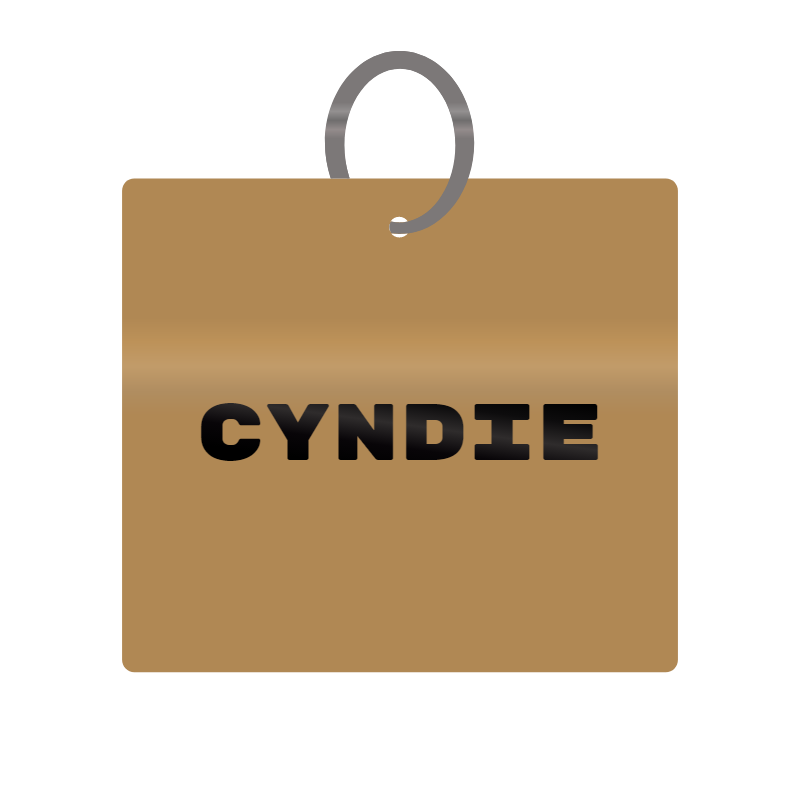 Keychain Engraved with Cyndie MDF 4cm x 4cm x 3mm