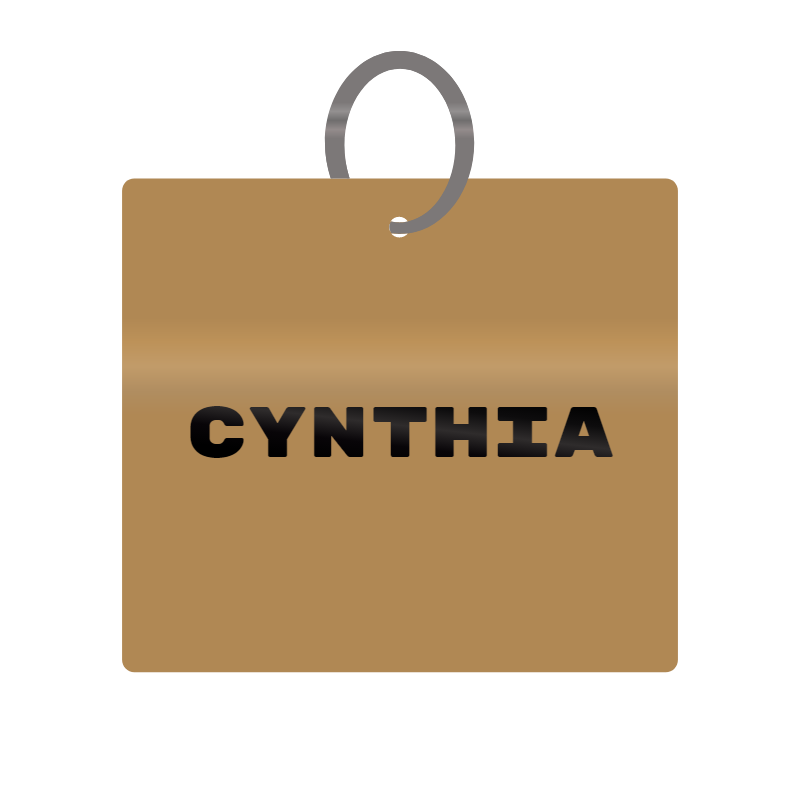 Keychain Engraved with Cynthia MDF 4cm x 4cm x 3mm