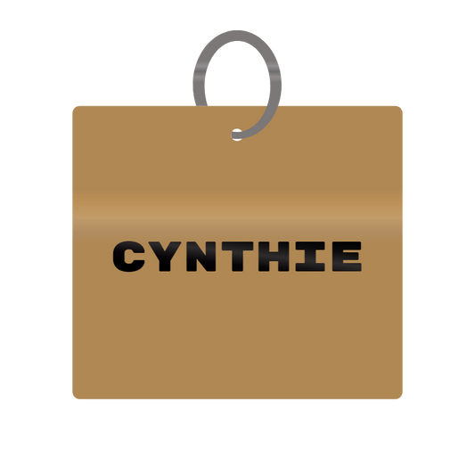 Keychain Engraved with Cynthie MDF 4cm x 4cm x 3mm