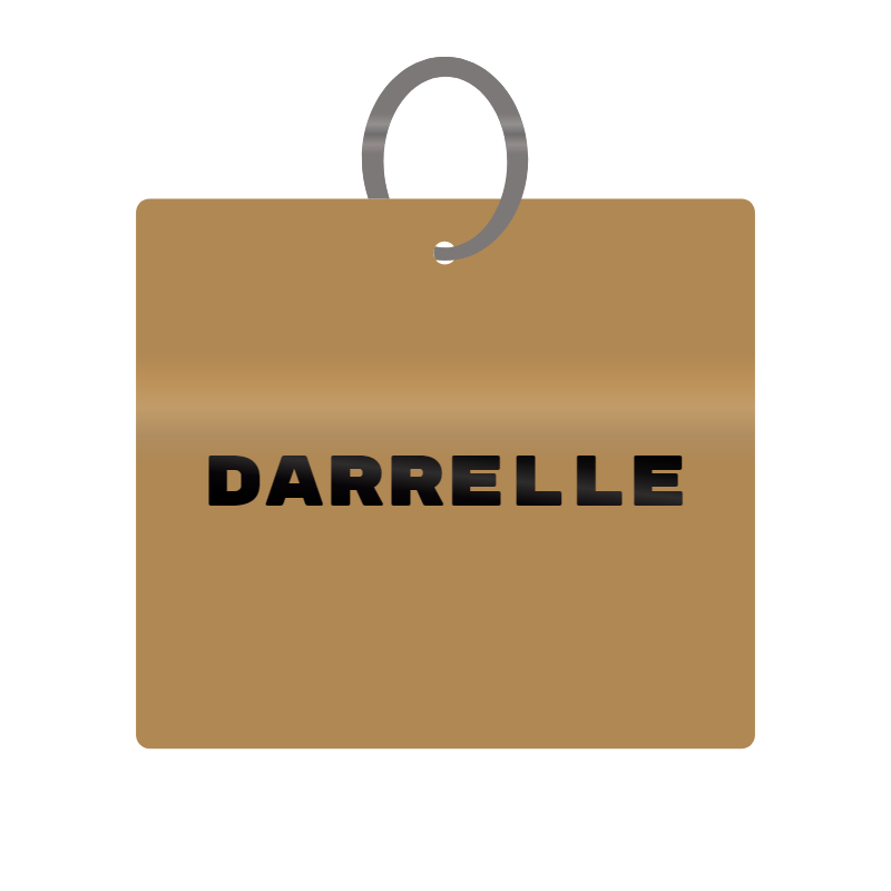 Keychain Engraved with Darrelle MDF 4cm x 4cm x 3mm