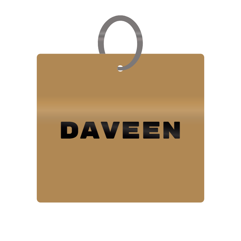 Keychain Engraved with Daveen MDF 4cm x 4cm x 3mm