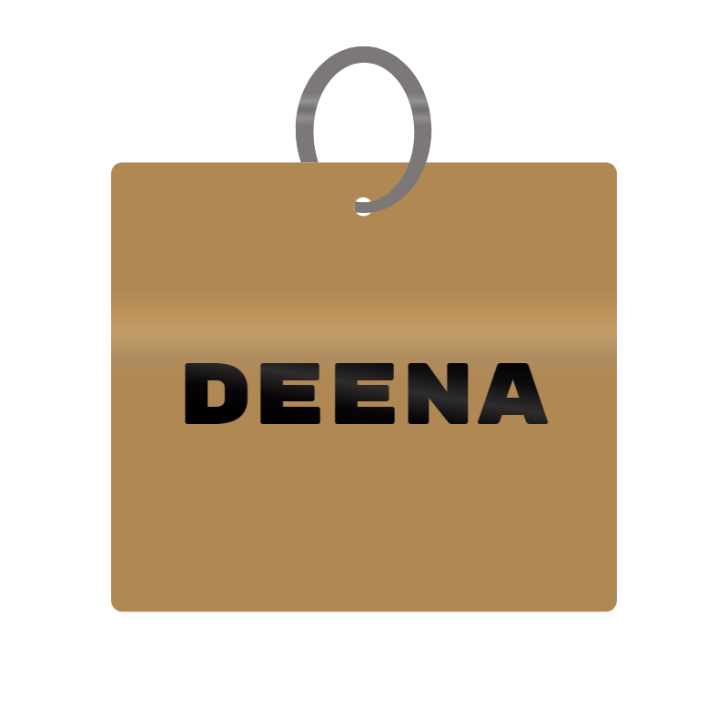 Keychain Engraved with Deena MDF 4cm x 4cm x 3mm