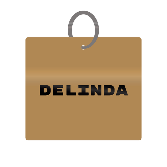 Keychain Engraved with Delinda MDF 4cm x 4cm x 3mm