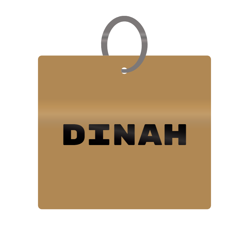 Keychain Engraved with Dinah MDF 4cm x 4cm x 3mm