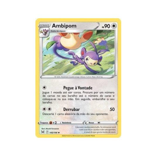 Ambipom 145/196 in Portuguese Lost Origin Pokémon TCG