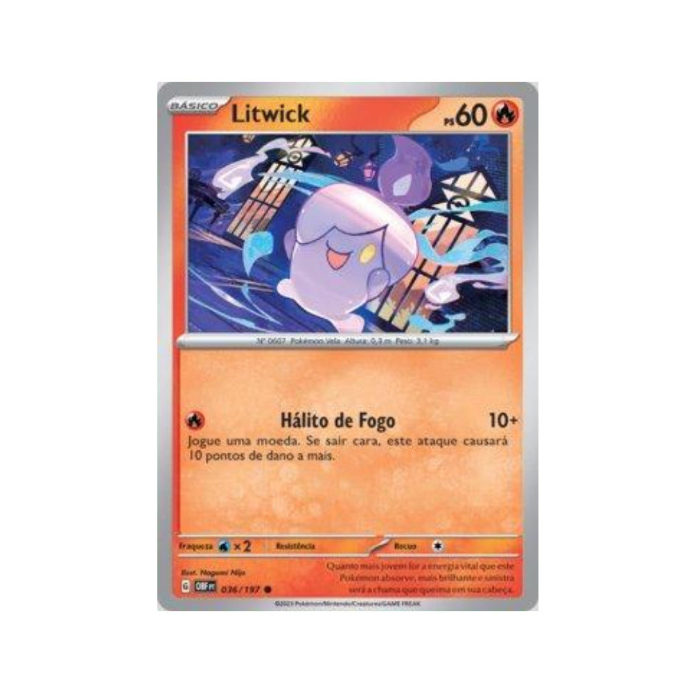 Litwick 036/197 in Portuguese Obsidian Flames Pokémon TCG