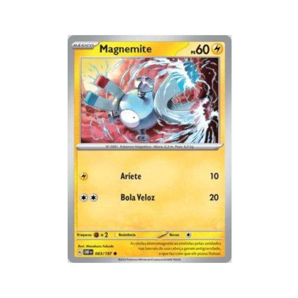 Magnemite 063/197 in Portuguese Obsidian Flames Pokémon TCG