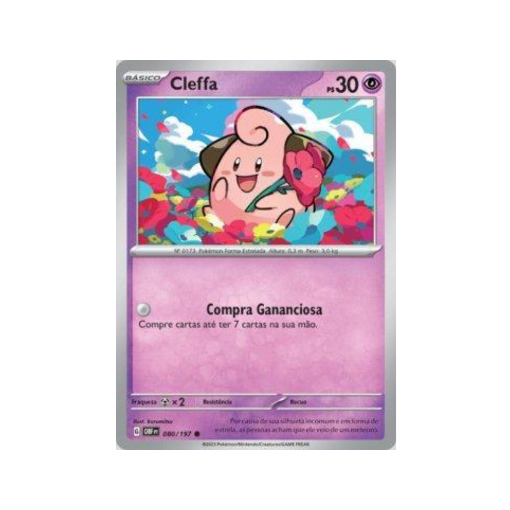 Cleffa 080/197 in Portuguese Obsidian Flames Pokémon TCG