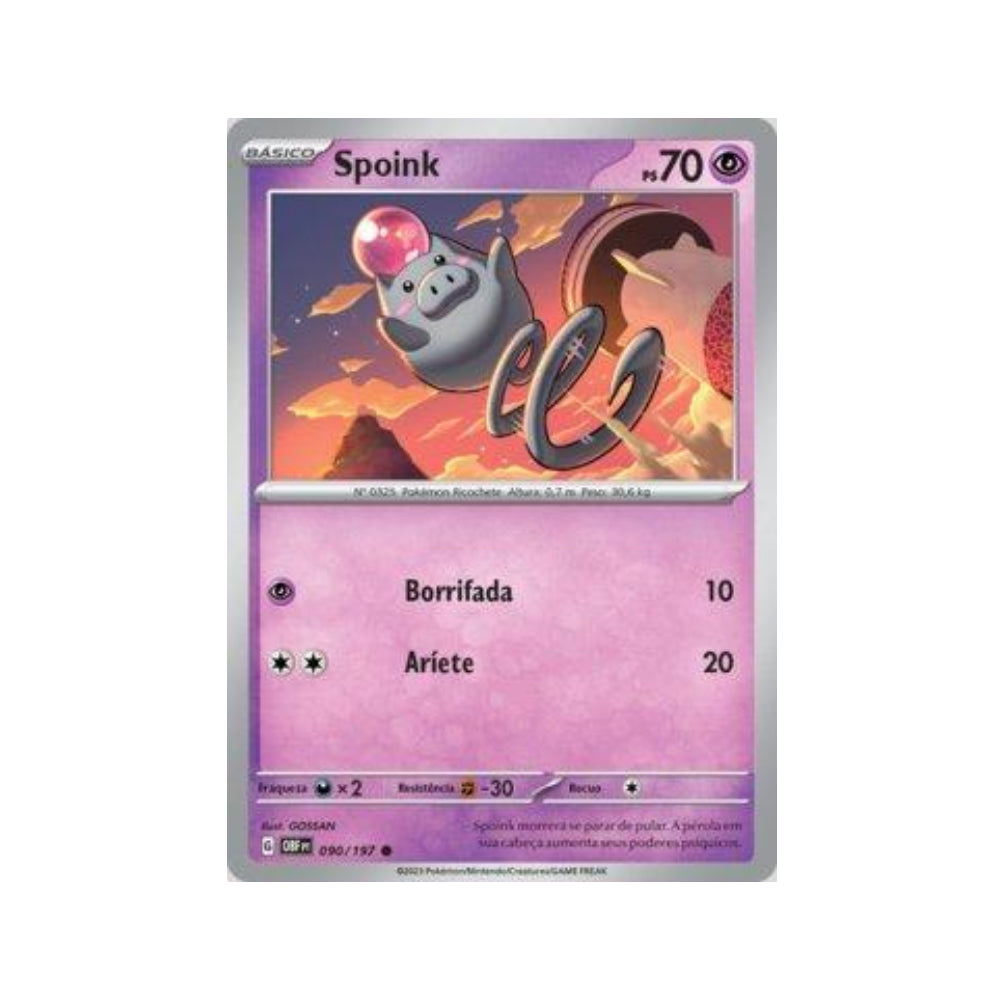 Spoink 090/197 in Portuguese Obsidian Flames Pokémon TCG