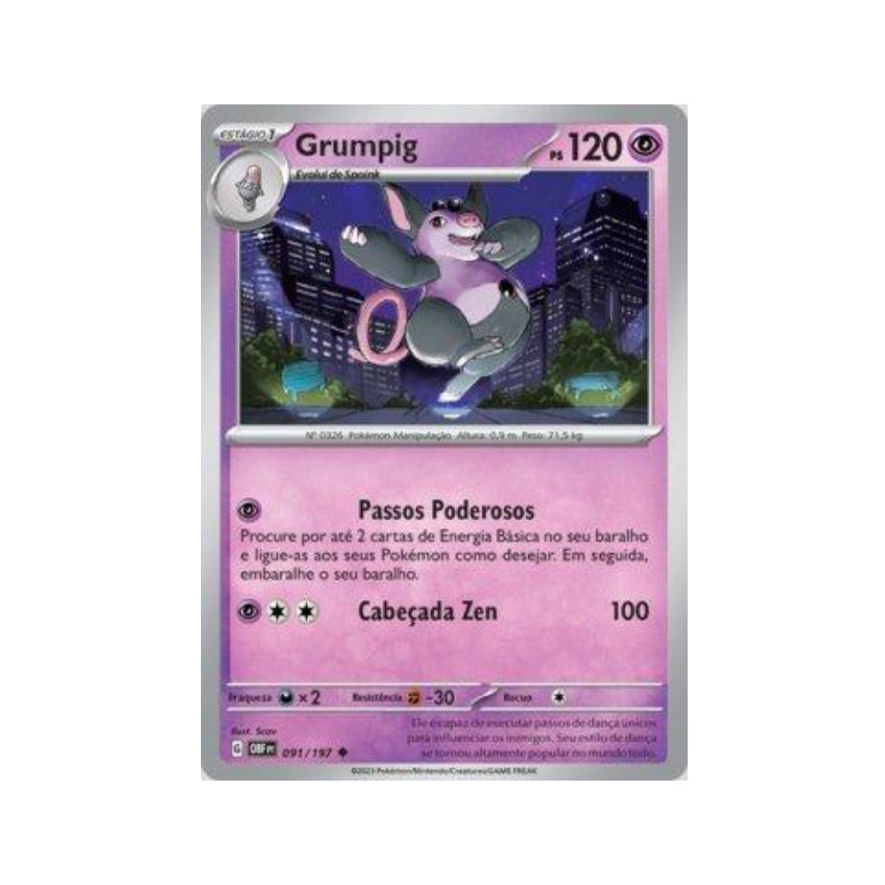 Grumpig 091/197 in Portuguese Obsidian Flames Pokémon TCG