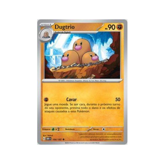 Dugtrio 104/197 in Portuguese Obsidian Flames Pokémon TCG