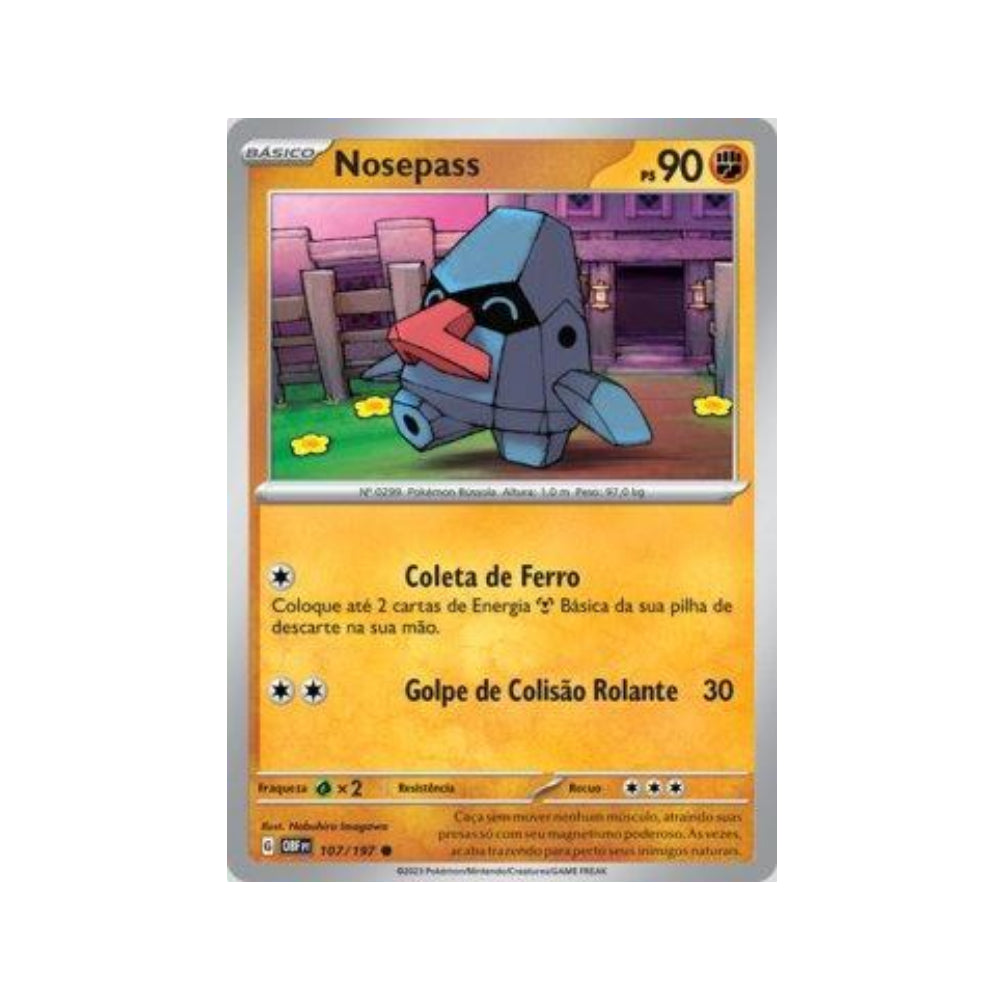 Nosepass 107/197 in Portuguese Obsidian Flames Pokémon TCG