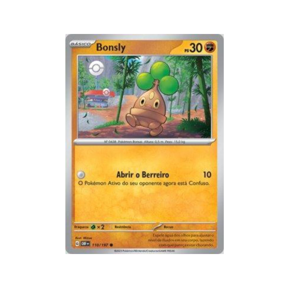 Bonsly 110/197 in Portuguese Obsidian Flames Pokémon TCG