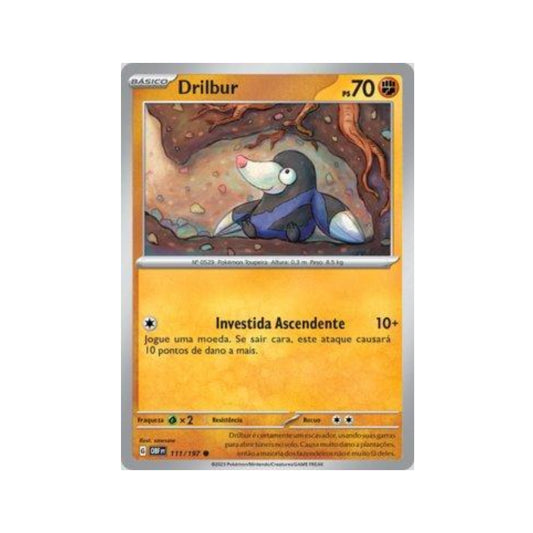 Drilbur 111/197 in Portuguese Obsidian Flames Pokémon TCG