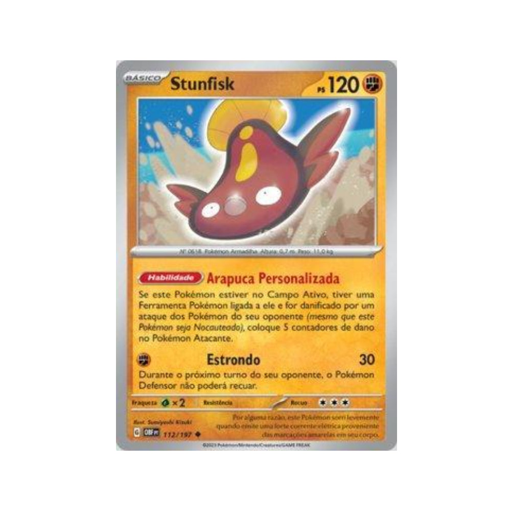 Stunfisk 112/197 in Portuguese Obsidian Flames Pokémon TCG