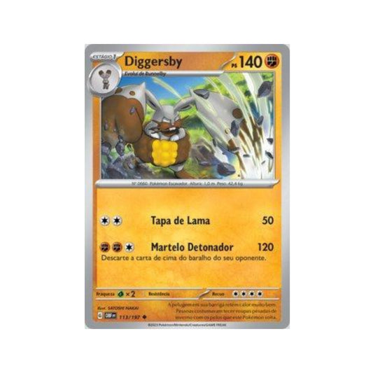 Diggersby 113/197 in Portuguese Obsidian Flames Pokémon TCG