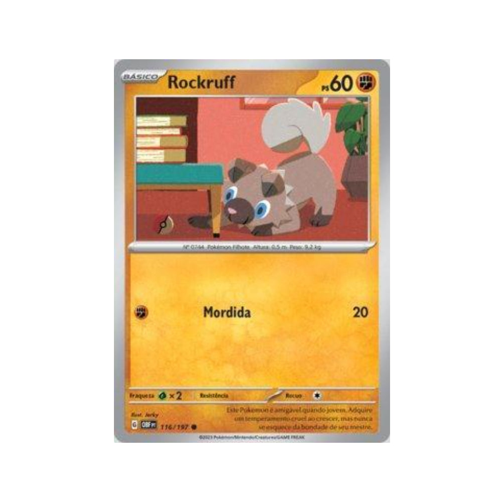 Rockruff 116/197 in Portuguese Obsidian Flames Pokémon TCG