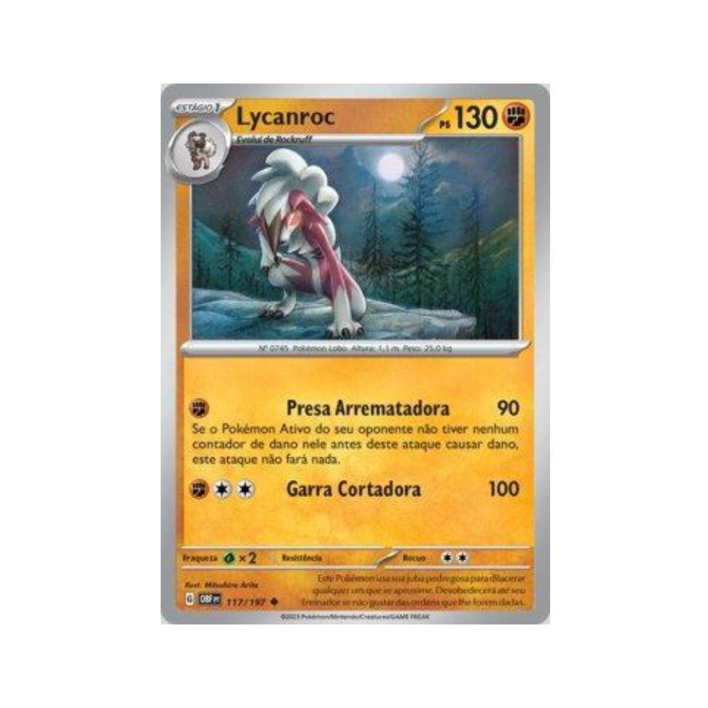 Lycanroc 117/197 in Portuguese Obsidian Flames Pokémon TCG