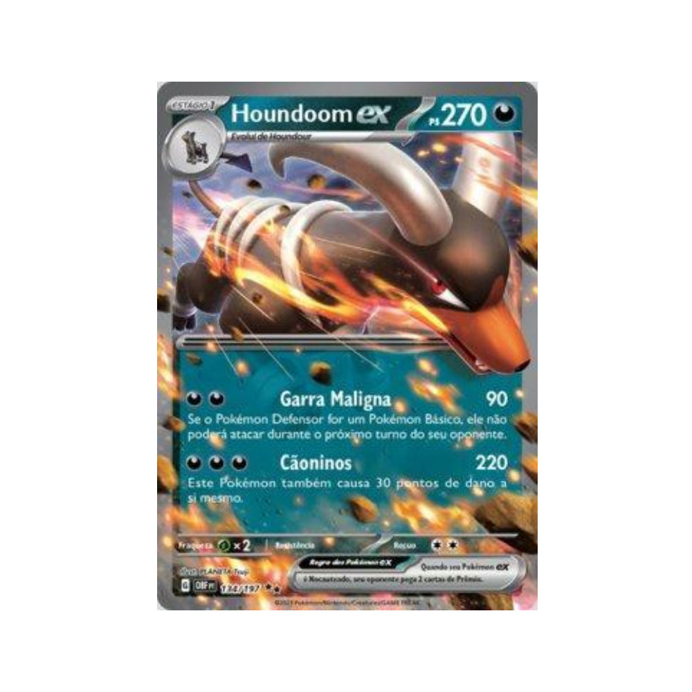 Houndoom ex 134/197 in Portuguese Obsidian Flames Pokémon TCG