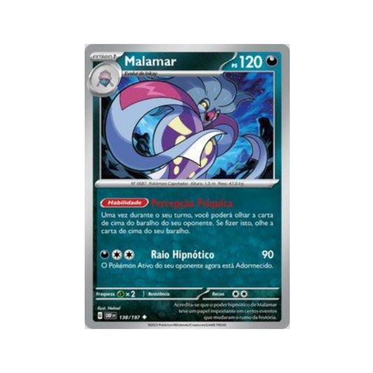 Malamar 138/197 in Portuguese Obsidian Flames Pokémon TCG