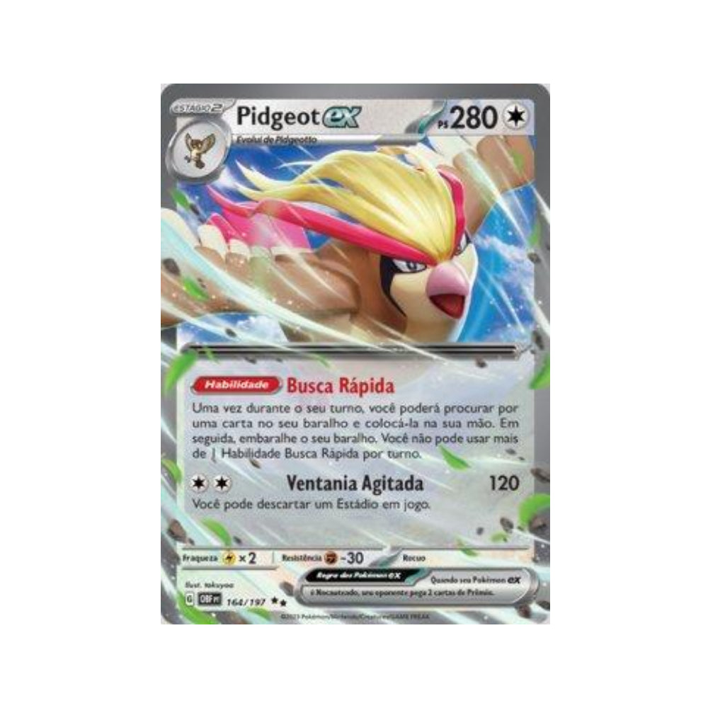 Pidgeot ex 164/197 in Portuguese Obsidian Flames Pokémon TCG