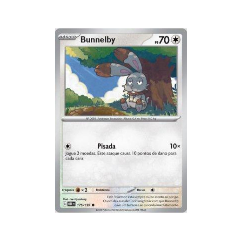 Bunnelby 175/197 in Portuguese Obsidian Flames Pokémon TCG