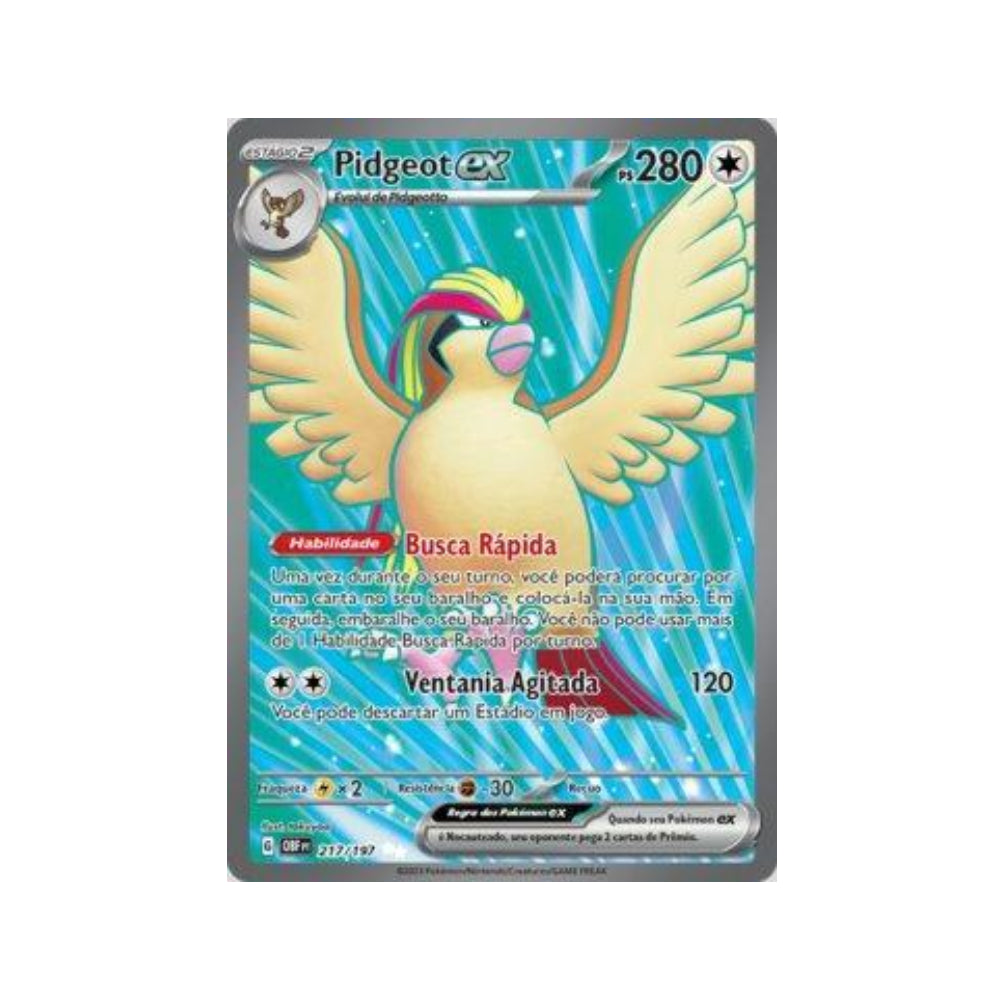 Pidgeot ex 217/197 in Portuguese Obsidian Flames Pokémon TCG