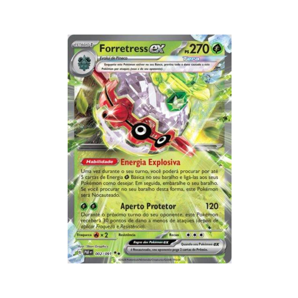 Forretress ex 002/091 in Portuguese Paldean Fates Pokémon TCG