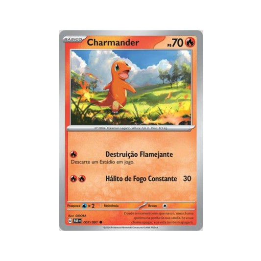 Charmander 007/091 in Portuguese Paldean Fates Pokémon TCG