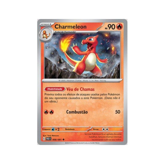 Charmeleon 008/091 in Portuguese Paldean Fates Pokémon TCG