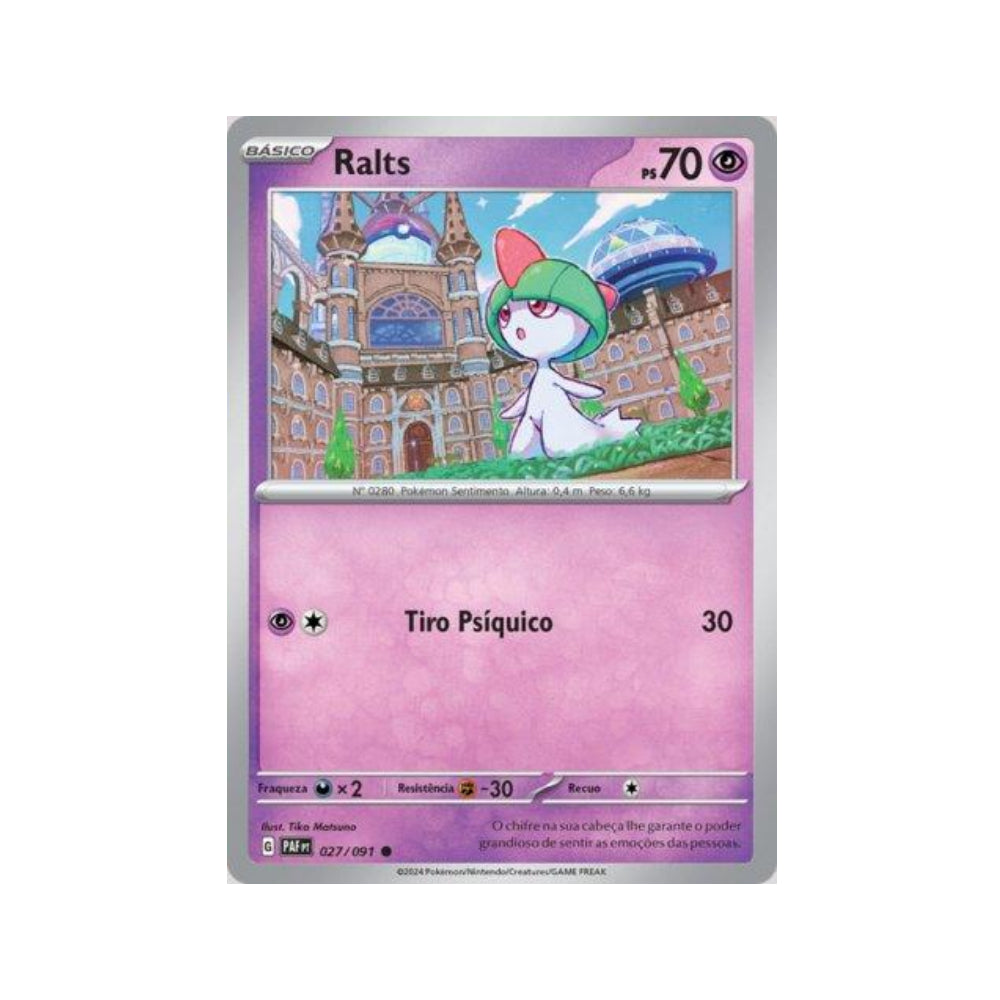 Ralts 027/091 in Portuguese Paldean Fates Pokémon TCG