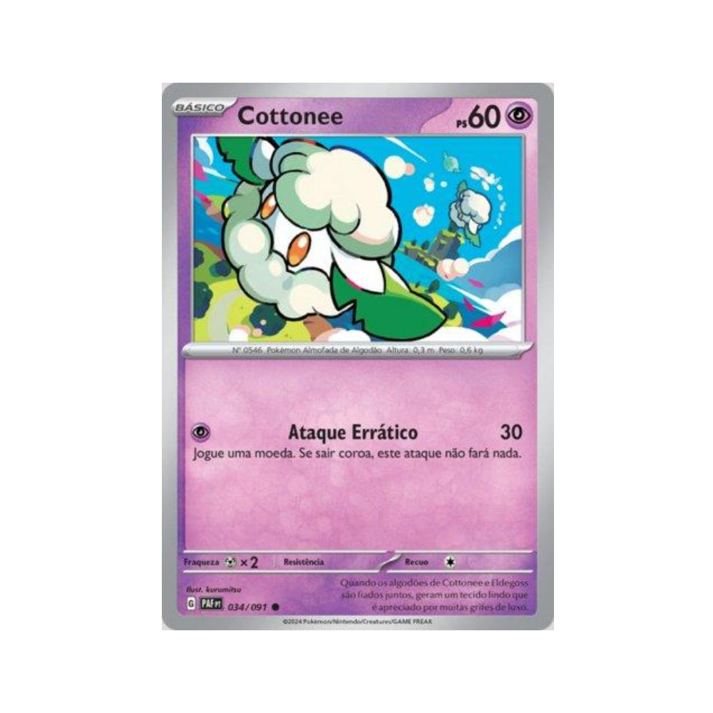 Cottonee 034/091 in Portuguese Paldean Fates Pokémon TCG