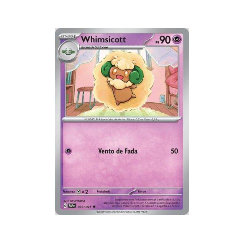 Whimsicott 035/091 in Portuguese Paldean Fates Pokémon TCG