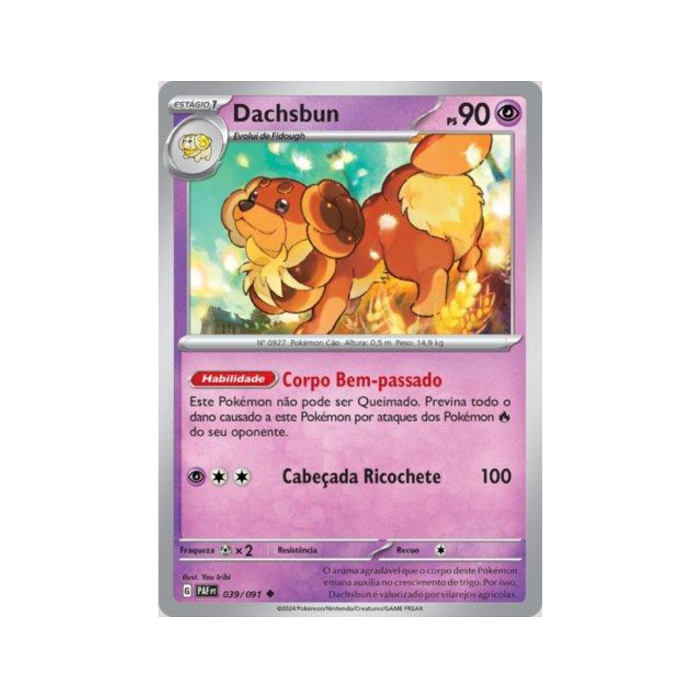 Dachsbun 039/091 in Portuguese Paldean Fates Pokémon TCG