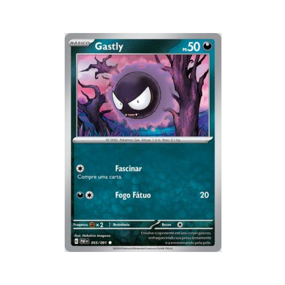 Gastly 055/091 in Portuguese Paldean Fates Pokémon TCG