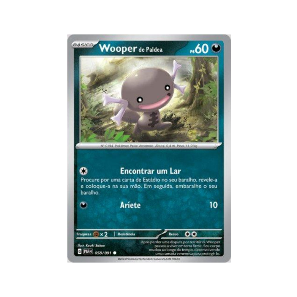 Paldean Wooper 058/091 in Portuguese Paldean Fates Pokémon TCG