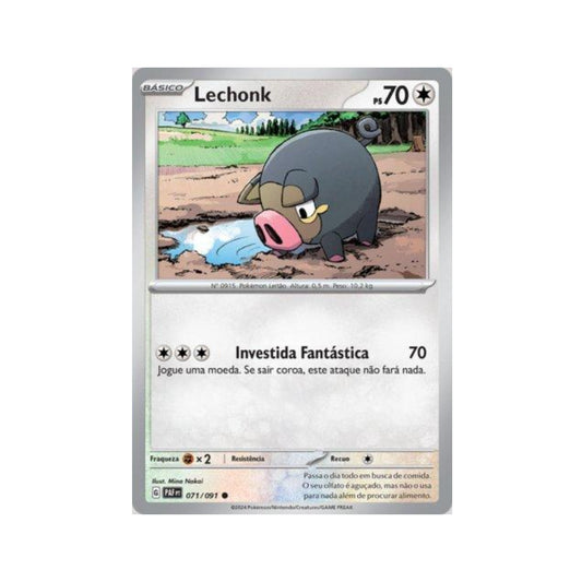 Lechonk 071/091 in Portuguese Paldean Fates Pokémon TCG