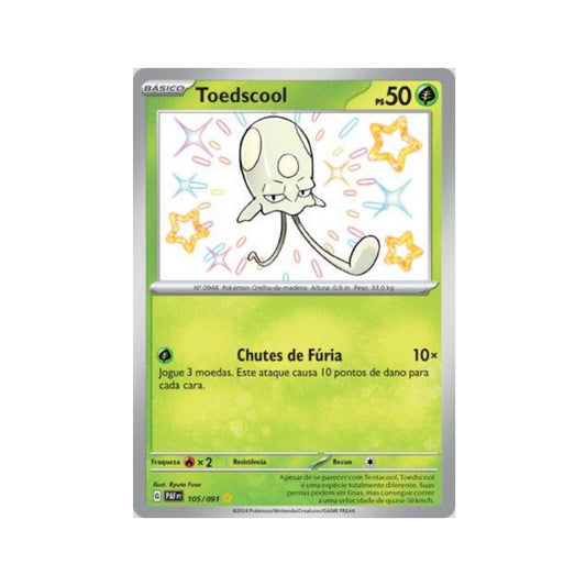 Toedscool 105/091 in Portuguese Paldean Fates Pokémon TCG