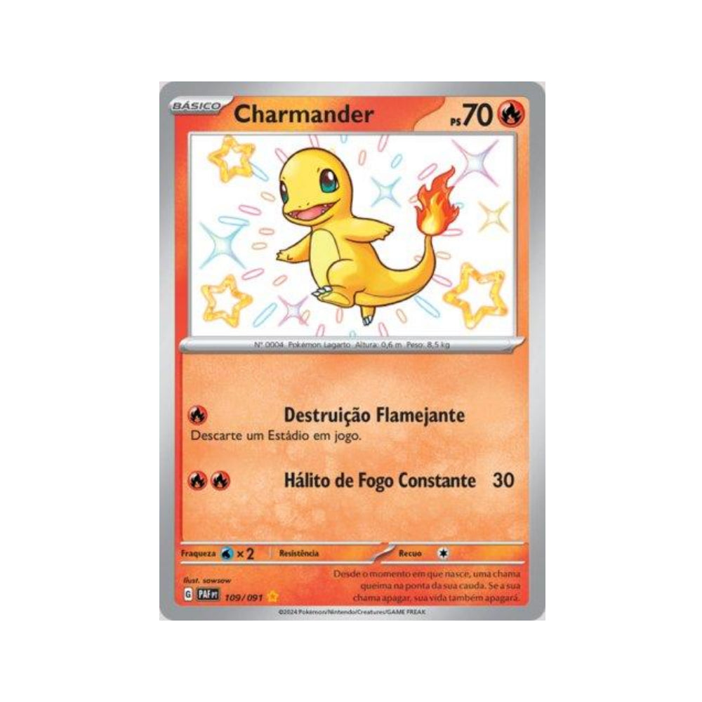 Charmander 109/091 in Portuguese Paldean Fates Pokémon TCG