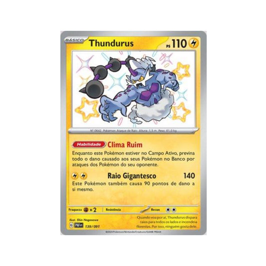 Thundurus 139/091 in Portuguese Paldean Fates Pokémon TCG